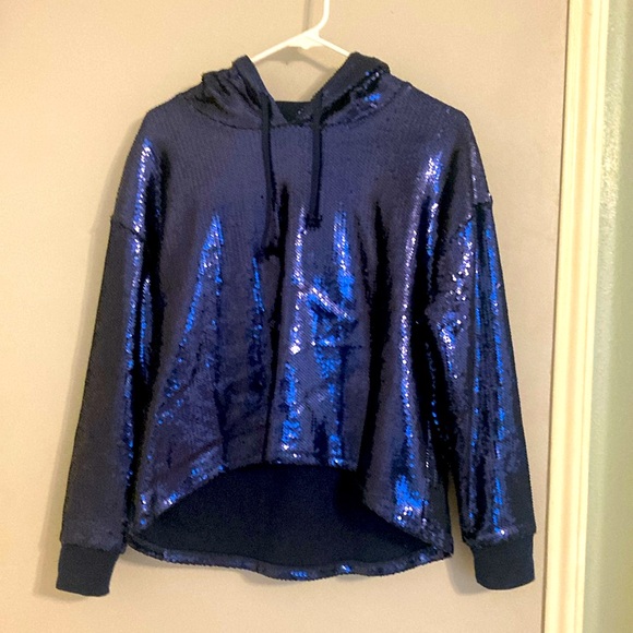 NWOT Chaser Blue Sequin hoody - Picture 2 of 4